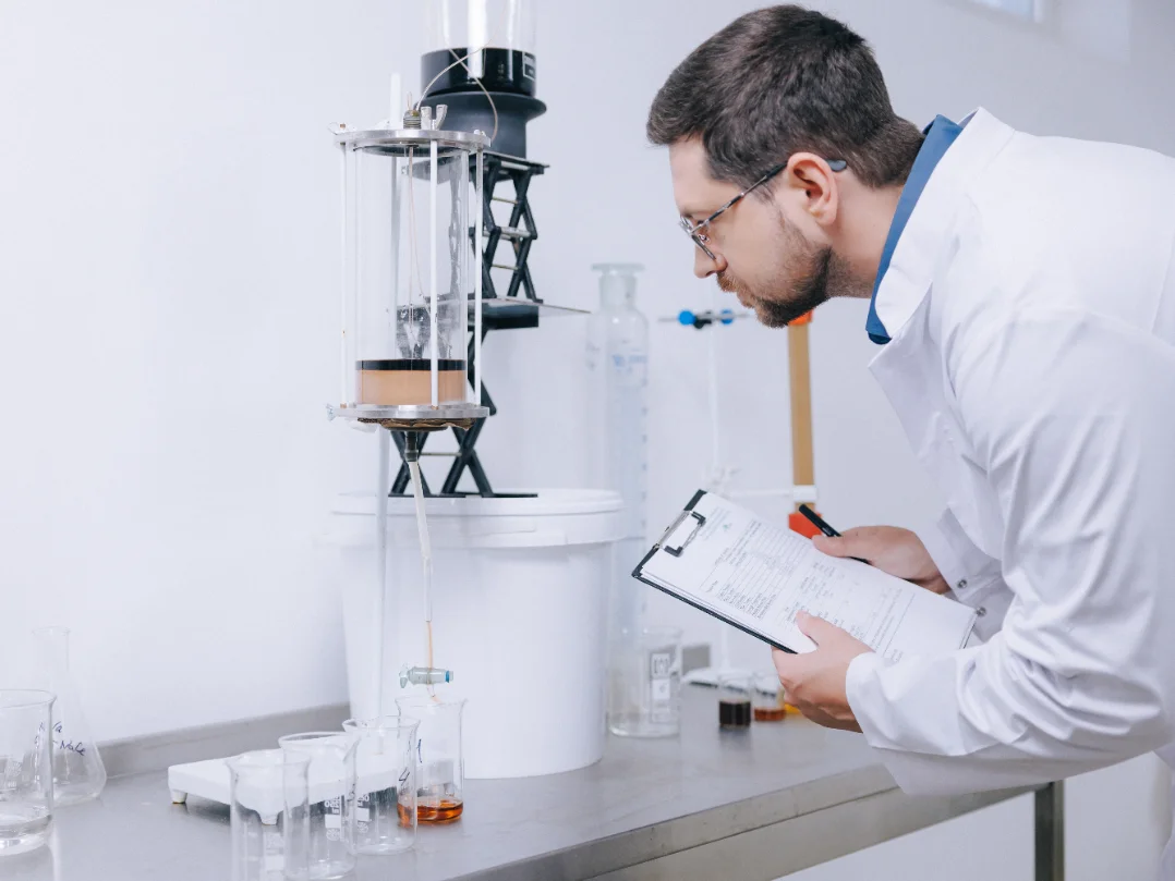 Ion-exchange chromatography column during purification